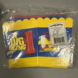 24 Pc I Dig Being 1 1st Truck Birthday‎ Party Cardstock Popcorn Boxes 3" x 4"